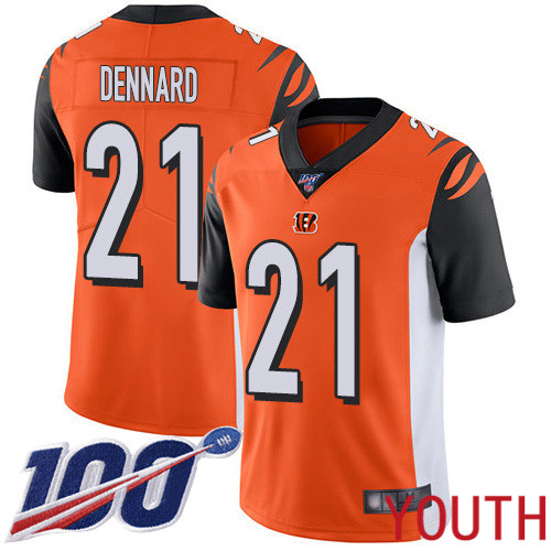Cincinnati Bengals Limited Orange Youth Darqueze Dennard Alternate Jersey NFL Footballl 21 100th Season Vapor Untouchable